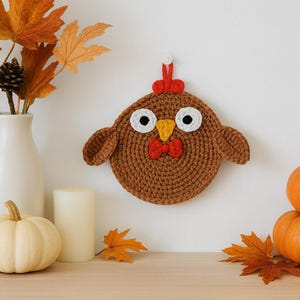 Patrón de crochet para agarradera de pavo y pollo: Salvamanteles rústico (descarga digital) imagen 3