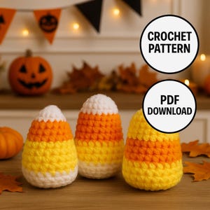 Candy Corn Crochet Pattern PDF | Halloween Amigurumi Crochet Tutorial | Easy Fall Crochet Decor | PDF Row Tracker included