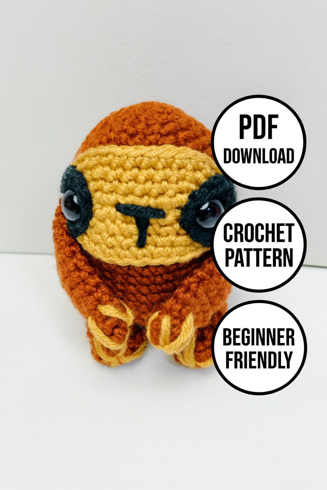 Sloth Crochet Pattern PDF: Beginner Friendly Amigurumi Animal Toy ...