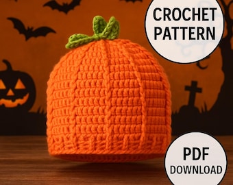 Patrón de gorro de calabaza a crochet para bebé: tallas para recién nacidos y niños pequeños (patrón PDF)