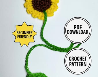 Padrão de crochê para marcadores de girassol | Flor DIY fácil (padrão em PDF)