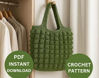 Boho Bobble Stitch Häkelanleitung: DIY Tote Handtasche (PDF Download)