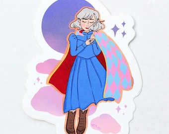 Naklejka winylowa z płaszczem Sophie i Howla - Ruchomy Zamek Hauru Anime Art