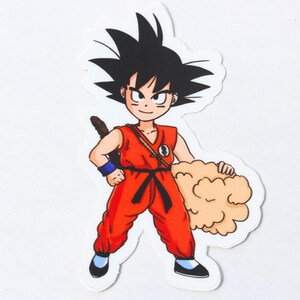 Dragon Kid Sticker – Anime Martial Artist Boy with Cloud Vinyl Decal, Weatherproof Chibi Fighter Fan Art, Anime Water Bottle Sticker