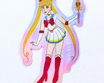 Holographic Sailor Moon Sticker: Magical Girl Anime Vinyl Decal