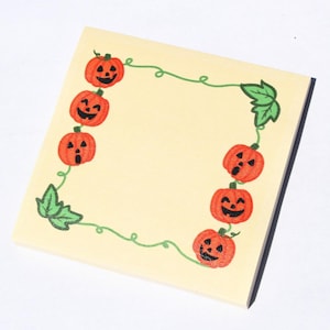 Pumpkin Vine Post It Notes: Halloween Jack-o'-Lantern Notepad