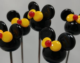 GLASS Pipe Poker Minnie Mouse Ears 1pc PokeysGlass smoker  bowl poker tool cleaner plant stake pipe tool Pokeys succulent decor US