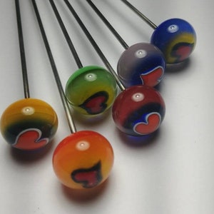 Heart Style Pokey 1pc Glass Pipe POKER Plant Stake Colorful Millefiori smoke accessory POKEYSGLASS Bowl Poke reamer, cleaner, succulent