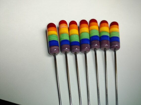 Handmade Multicolored Glass Poker Pipe – USA Made, Glass & Steel, Subconscious Design