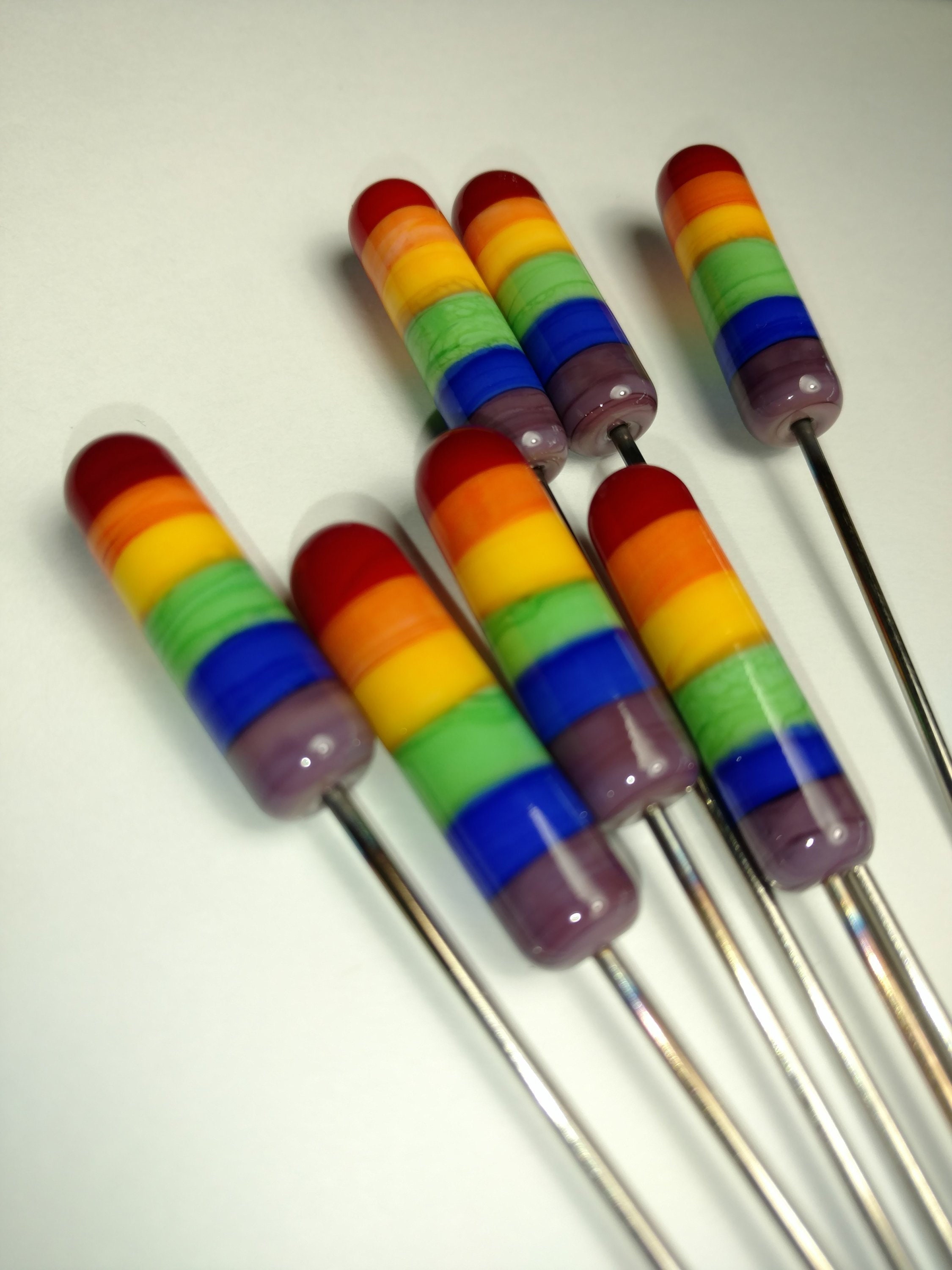 ONE Glass Pipe Poker Rainbow Pokey! Bowl poker glass pipe tool smokers accessories PokeysGlass reamer plant stakes garden decor