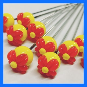 poker tool Glass Flower 1pc Smoke accessor  PokeysGlass  BRIGHT Yellow/Tangerine stainless pipe tool MiniSculpture glass pipe tool