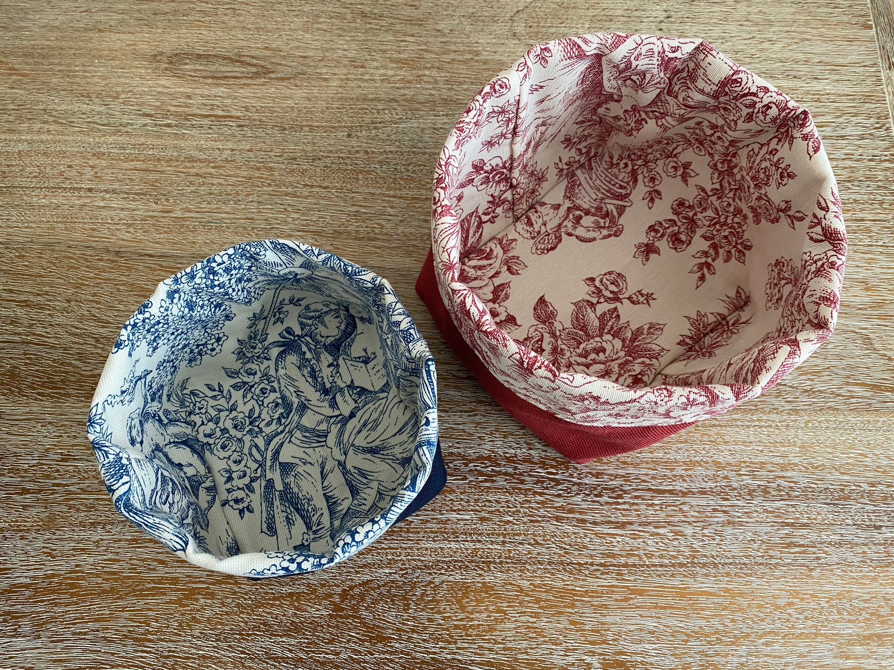 Panière Toile de Jouy 3 Tailles et 5 Couleurs Au Choix