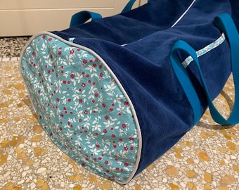 Sac polochon "Elsa" en velours et coton 2 tailles