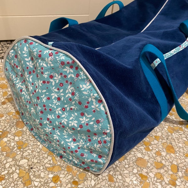 Sac polochon "Elsa" en velours et coton 2 tailles