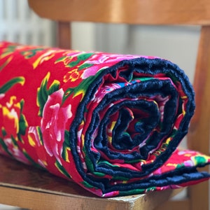 “Peonies” blanket, bed end or sofa seat padded in cotton and minky 10 sizes