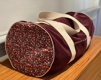 “Anna” duffel bag in organic cotton and velvet 2 colors & 2 sizes