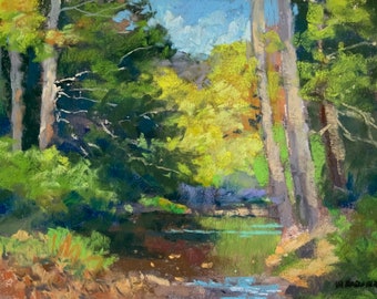 Pastel painting "Middle Creek Early Fall Light" 6.5"x 9"