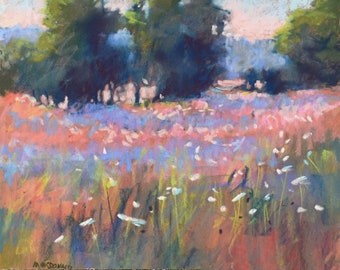 Original pastel "Evening Light Wildflowers"  7"x9"