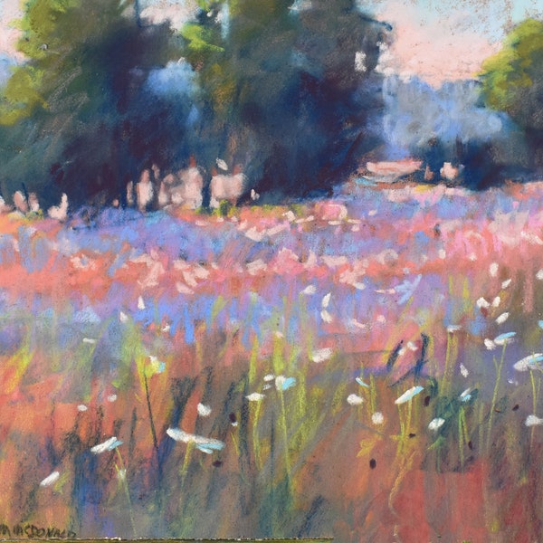 Original pastel "Evening Light Wildflowers"  7"x9"
