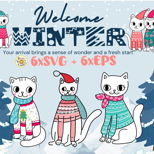 Christmas winter cats in sweater