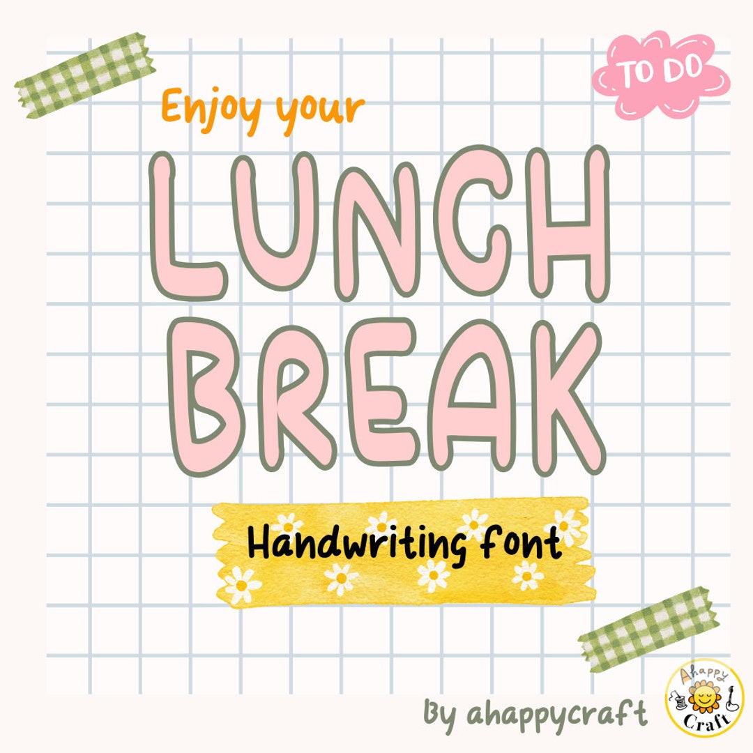Lunch Break Hand Writing Cute Font - Etsy