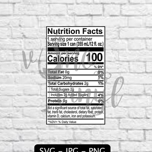 Nutrition Label SVG & Image- Hard Seltzer