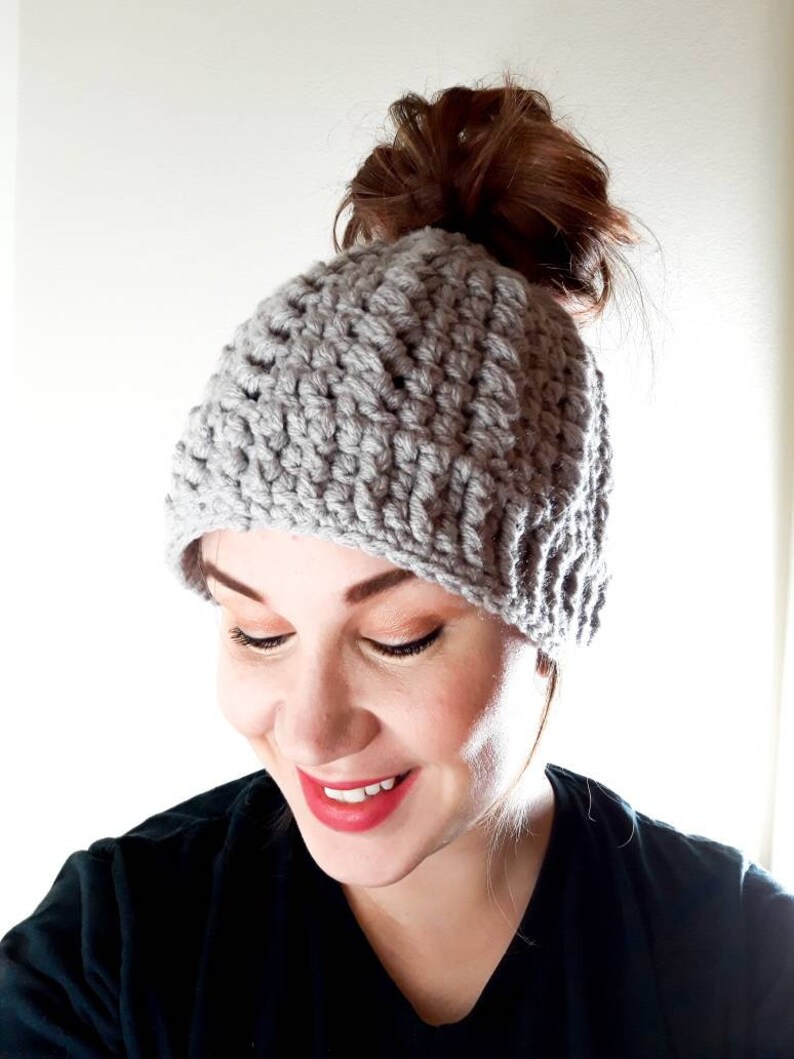 MADE TO ORDER Messy Bun Beanie for Women Ponytail Hat Messy Bun Hat Women/'s Winter Accessory