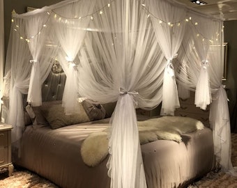 girl bed canopy with lights
