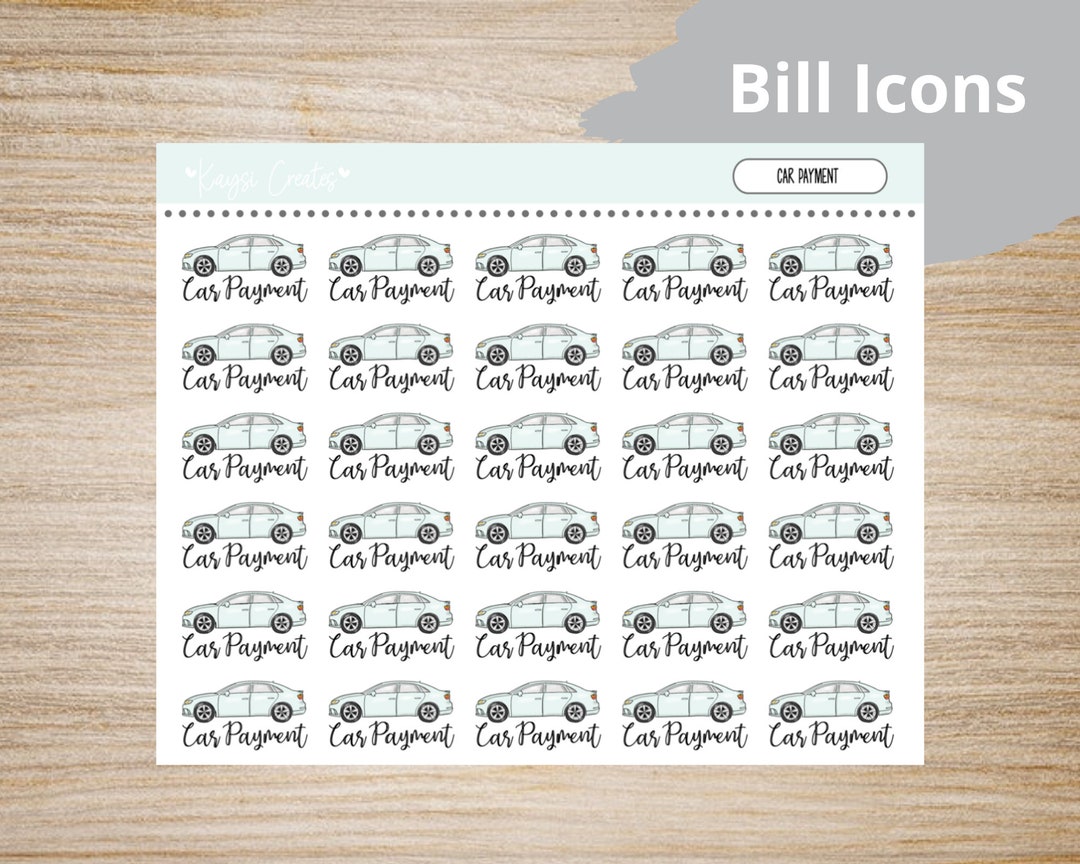 Car Payment Bill Stickers Budget Stickers Icon Stickers - Etsy