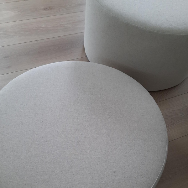 Pouf en lin naturel, crème, pouf beige, coussin de sol, coussin de sol, table de jeu, décoration d'intérieur, table basse, pouf, table de chevet