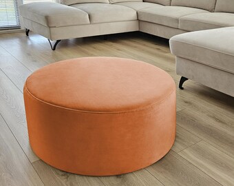 Handmade Terracotta Velvet Pouf: Kids Room Floor Cushion