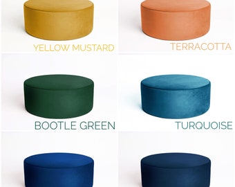 Modern design pouf,  velvet pastel pouf,  circle round ottoman, velour pillow floor pillow.