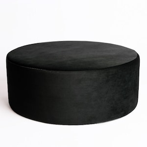Velvet Pouf – Black Velvet Ottoman, Handmade Floor Cushion, Soft Footstool, Minimalist Home Decor, Modern Velvet Furniture
