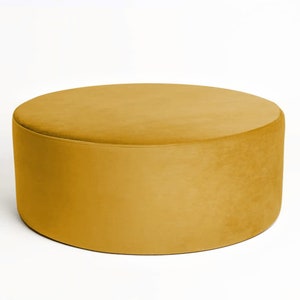 Luxurious huge pouffe, XXL velvet yellow mustard pastel pouf, circle round ottoman, velour pillow floor pillow. image 2
