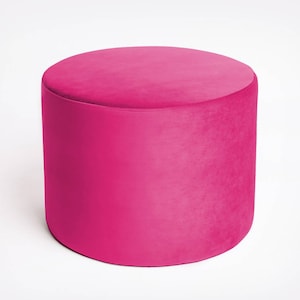 Velvet Pouf – Hot pink Navy Blue Velvet Ottoman, Customizable Floor Cushion, Soft Footstool, Minimalist Home Decor, Modern Velvet Furniture