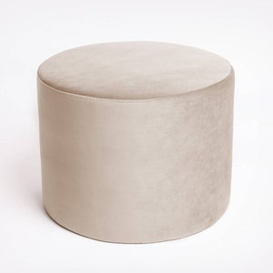 Velvet Pouf – Cream Velvet Ottoman, Customizable Floor Cushion, Soft Footstool, Minimalist Home Decor, Modern Velvet Furniture