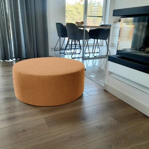 Boucle Pouf – Cozy Teddy Ottoman, Handmade Floor Cushion, Minimalist Footstool, Soft Modern Home Decor