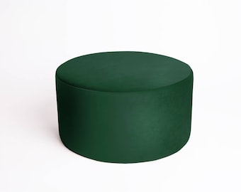 TUFFET,  pouf  velvet bottle green Circle Round Pouf Floor Velour Pillow Home Decor Stylish Coffee Table