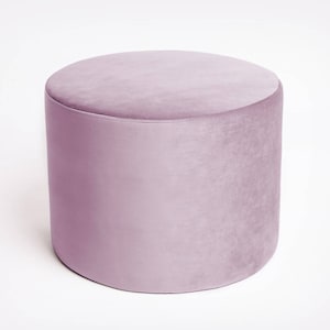 Velvet Pouf – Lilac Velvet Ottoman, Pastel Floor Cushion, Soft Footstool, Minimalist Home Decor, Modern Velvet Furniture
