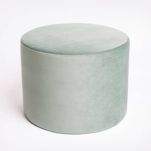 Velvet Pouf – Mint Velvet Ottoman, Pastel Floor Cushion, Soft Footstool, Minimalist Home Decor, Modern Velvet Furniture