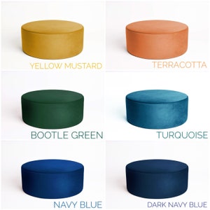 Luxurious huge pouffe, XXL velvet yellow mustard pastel pouf, circle round ottoman, velour pillow floor pillow. image 4