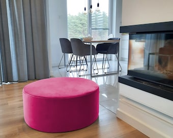 Handmade Velvet Pouf: Modern Ottoman Footstool, Minimalist Decor