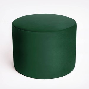 Velvet Pouf – Bottle Green Velvet Ottoman, Handmade Floor Cushion, Soft Footstool, Minimalist Home Decor, Modern Velvet Furniture