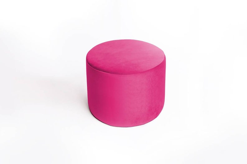 Pink velvet pouf, ottoman, pillows, floor cushion, home decor, furniture, gift, gaming table. image 1