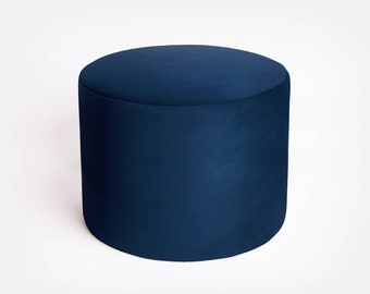 Velvet Modern Pouf Dark navy blue  ottoman seat floor pillow for kids room nursery decor, floor cushion stylish 45 cm coffee table