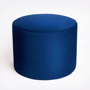 Velvet Pouf – Navy blue Velvet Ottoman, Customizable Floor Cushion, Soft Footstool, Minimalist Home Decor, Modern Velvet Furniture