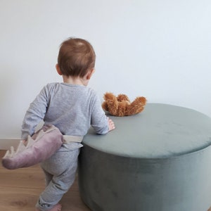 Velvet Pouf – Mint Velvet Ottoman, Handmade Floor Cushion, Soft Footstool, Minimalist Home Decor, Modern Velvet Furniture