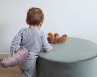 Handmade Mint Velvet Pouf: Large Round Ottoman, Kids Seat