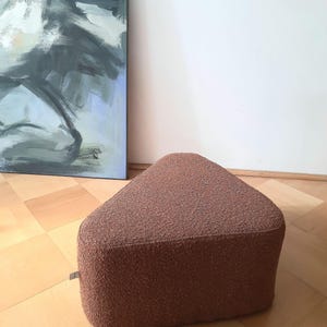 Triangle boucle pouf, modern terracotta cozy teddy ottoman, floor cushion, floor pillow, gaming table, coffee table, footstool, bedsidetable
