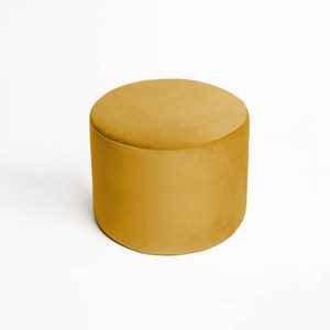 Modern Circle Pouf, MEDIUM Poof, Floor Velvet Pillow, Seat Cushion, Velour Pouf, Ottoman, Yellow Mustard Pouf pouffe